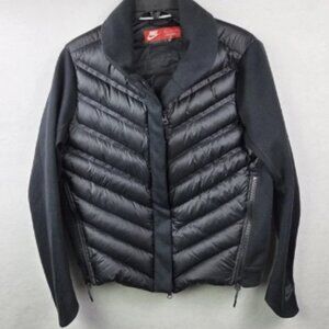 NIKE Tech Fleece Puffer Aeroloft Bomber Jacket Black Goose Down Women's Sz M
